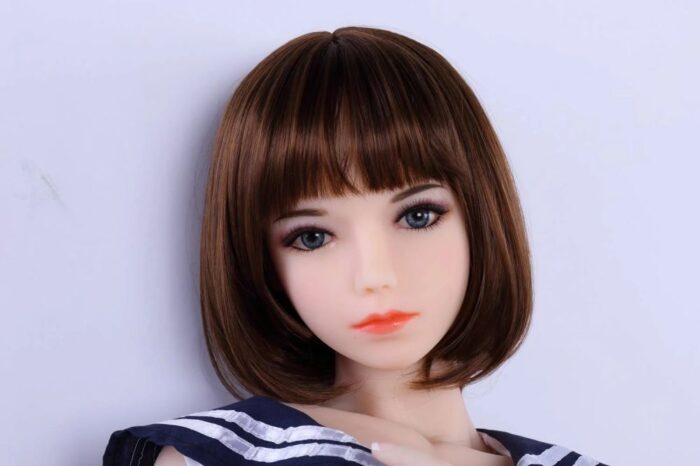 Realistic Sex Doll Head With Detailed Facial Features And Brown Wig, Perfect For High-Quality Adult Dolls From Sexdollmini.
