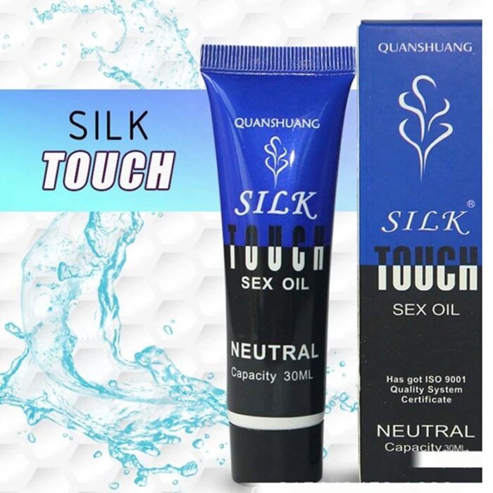 Silk Touch sexolje for forbedret intimitet, beroligende og nøytral formel, 30 ml flaske, ideell for bruk med sexdukker og personlige nytelsesprodukter, høy kvalitet og ISO 9001-sertifisert.