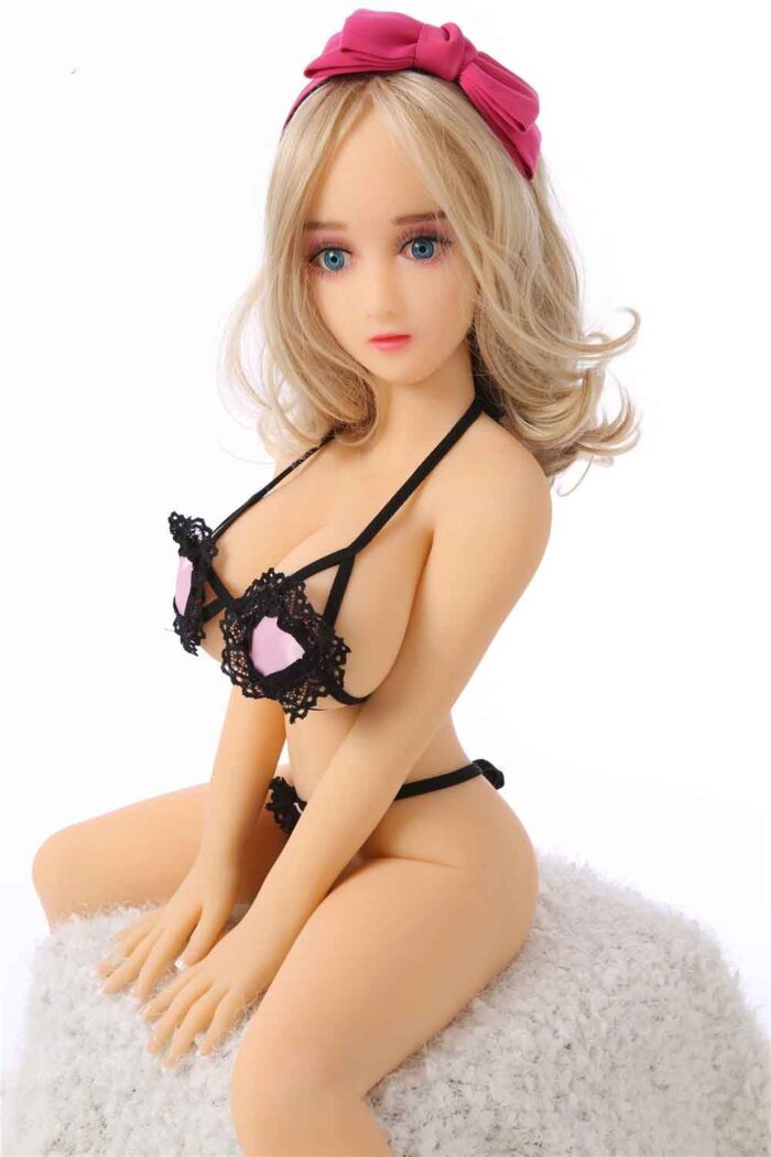 Silicone Sex Doll With Blonde Hair Wearing Pink And Black Lingerie, Lifelike Realistic Doll For Adult Entertainment And Companionship.