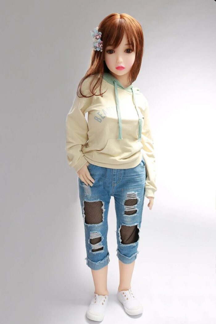 Realistic Love Doll With Detailed Facial Features Wearing Casual Streetwear.