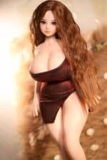 Realistic sex doll with long red hair, curvy figure, and lifelike features, designed for adult pleasure and companionship, available at Sexdollmini.