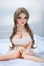 Lifelike sex doll with realistic features, long braided hair, and soft skin, designed for adult pleasure and companionship. Perfect for those seeking high-quality, mini-sized silicone love dolls.